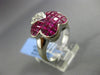 ESTATE LARGE 5.31CT DIAMOND & RUBY 18KT WHITE GOLD 3D BUTTERFLY FLOWER LOVE RING