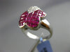 ESTATE LARGE 5.31CT DIAMOND & RUBY 18KT WHITE GOLD 3D BUTTERFLY FLOWER LOVE RING