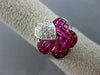 ESTATE LARGE 5.31CT DIAMOND & RUBY 18KT WHITE GOLD 3D BUTTERFLY FLOWER LOVE RING