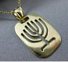 ESTATE 14KT YELLOW GOLD RECTANGULAR HANDCRAFTED MENORAH PENDANT W/ CHAIN #24992