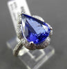 ESTATE LARGE 8.69CT DIAMOND & TANZANITE 18KT WHITE GOLD 3D PEAR ENGAGEMENT RING