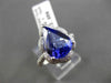 ESTATE LARGE 8.69CT DIAMOND & TANZANITE 18KT WHITE GOLD 3D PEAR ENGAGEMENT RING