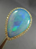 ESTATE LARGE 5.85CT DIAMOND & AAA OPAL 14KT YELLOW GOLD 3D TEAR DROP HALO RING