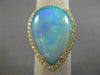 ESTATE LARGE 5.85CT DIAMOND & AAA OPAL 14KT YELLOW GOLD 3D TEAR DROP HALO RING