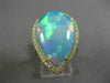 ESTATE LARGE 5.85CT DIAMOND & AAA OPAL 14KT YELLOW GOLD 3D TEAR DROP HALO RING
