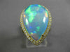 ESTATE LARGE 5.85CT DIAMOND & AAA OPAL 14KT YELLOW GOLD 3D TEAR DROP HALO RING