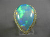 ESTATE LARGE 5.85CT DIAMOND & AAA OPAL 14KT YELLOW GOLD 3D TEAR DROP HALO RING