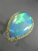 ESTATE LARGE 5.85CT DIAMOND & AAA OPAL 14KT YELLOW GOLD 3D TEAR DROP HALO RING