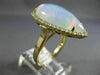 ESTATE LARGE 5.85CT DIAMOND & AAA OPAL 14KT YELLOW GOLD 3D TEAR DROP HALO RING