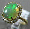 ESTATE LARGE 5.85CT DIAMOND & AAA OPAL 14KT YELLOW GOLD 3D TEAR DROP HALO RING