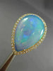 ESTATE LARGE 5.85CT DIAMOND & AAA OPAL 14KT YELLOW GOLD 3D TEAR DROP HALO RING