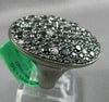 ESTATE EXTRA LARGE .20CT WHITE & BLACK DIAMOND 18KT BLACK GOLD 3D OVAL FUN RING