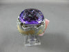 ESTATE LARGE 15.95CT DIAMOND AMETHYST & ENAMEL 14KT WHITE GOLD 3D FILIGREE RING