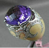 ESTATE LARGE 15.95CT DIAMOND AMETHYST & ENAMEL 14KT WHITE GOLD 3D FILIGREE RING
