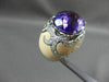 ESTATE LARGE 15.95CT DIAMOND AMETHYST & ENAMEL 14KT WHITE GOLD 3D FILIGREE RING