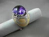 ESTATE LARGE 15.95CT DIAMOND AMETHYST & ENAMEL 14KT WHITE GOLD 3D FILIGREE RING