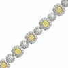 LARGE 12.82CT WHITE & FANCY YELLOW DIAMOND 18K TWO TONE GOLD 3D TENNIS BRACELET