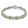 LARGE 12.82CT WHITE & FANCY YELLOW DIAMOND 18K TWO TONE GOLD 3D TENNIS BRACELET