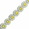 LARGE 10.83CT WHITE & FANCY YELLOW DIAMOND 18K TWO TONE GOLD 3D TENNIS BRACELET