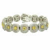 LARGE 10.83CT WHITE & FANCY YELLOW DIAMOND 18K TWO TONE GOLD 3D TENNIS BRACELET