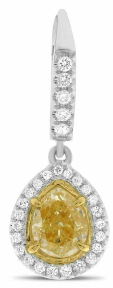 GIA 2.66CT WHITE & FANCY YELLOW DIAMOND 18KT TWO TONE GOLD 3D TEAR DROP EARRINGS