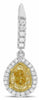 GIA 2.66CT WHITE & FANCY YELLOW DIAMOND 18KT TWO TONE GOLD 3D TEAR DROP EARRINGS