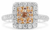 GIA 1.04CT WHITE & PINK DIAMOND 18KT WHITE & ROSE GOLD 3D SQUARE ENGAGEMENT RING