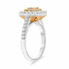 GIA 1.04CT WHITE & PINK DIAMOND 18KT WHITE & ROSE GOLD 3D SQUARE ENGAGEMENT RING