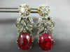 LARGE 12.76CT OLD MINE DIAMOND & AAA RUBY 14KT 2 TONE GOLD BOW HANGING EARRINGS
