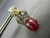 LARGE 12.76CT OLD MINE DIAMOND & AAA RUBY 14KT 2 TONE GOLD BOW HANGING EARRINGS