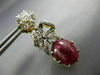 LARGE 12.76CT OLD MINE DIAMOND & AAA RUBY 14KT 2 TONE GOLD BOW HANGING EARRINGS