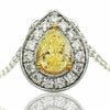 LARGE 1.68CT WHITE & FANCY YELLOW DIAMOND 18KT 2 TONE GOLD 3D TEAR DROP NECKLACE