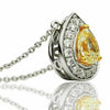 LARGE 1.68CT WHITE & FANCY YELLOW DIAMOND 18KT 2 TONE GOLD 3D TEAR DROP NECKLACE
