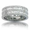 ESTATE WIDE 2.93CT DIAMOND 18K WHITE GOLD 3D MULTI ROW ETERNITY ANNIVERSARY RING