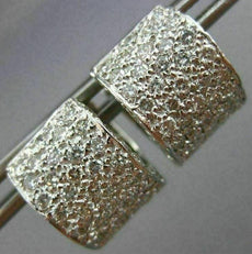 ESTATE WIDE 2.60CT DIAMOND 14K WHITE GOLD 3D CLASSIC PAVE HUGGIE EARRINGS #21256