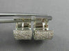 ESTATE WIDE 2.60CT DIAMOND 14K WHITE GOLD 3D CLASSIC PAVE HUGGIE EARRINGS #21256