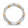 WIDE .94CT ROUND & MARQUISE DIAMOND 14K WHITE & ROSE GOLD LOVE ANNIVERSARY RING