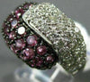 ESTATE WIDE 2.51CT DIAMOND & AAA PINK SAPPHIRE 18K WHITE GOLD MULTI ROW FUN RING