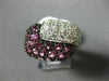 ESTATE WIDE 2.51CT DIAMOND & AAA PINK SAPPHIRE 18K WHITE GOLD MULTI ROW FUN RING