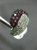 ESTATE WIDE 2.51CT DIAMOND & AAA PINK SAPPHIRE 18K WHITE GOLD MULTI ROW FUN RING