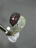 ESTATE WIDE 2.51CT DIAMOND & AAA PINK SAPPHIRE 18K WHITE GOLD MULTI ROW FUN RING