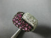 ESTATE WIDE 2.51CT DIAMOND & AAA PINK SAPPHIRE 18K WHITE GOLD MULTI ROW FUN RING