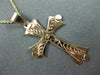 ANTIQUE LARGE 14K ROSE GOLD 3D HAND ETCHED FLOATING CROSS PENDANT & CHAIN #24865