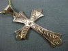 ANTIQUE LARGE 14K ROSE GOLD 3D HAND ETCHED FLOATING CROSS PENDANT & CHAIN #24865