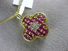 LARGE 1.40CT DIAMOND & AAA PINK SAPPHIRE 14KT YELLOW GOLD 3D FOUR CLOVER PENDANT