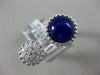 ESTATE .36CT DIAMOND & AAA CABOCHON LAPIS 14KT WHITE GOLD 3D CLUSTER ROUND RING