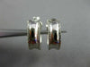 ESTATE SMALL 18KT WHITE GOLD 3D CLASSIC SQUARE DIAMOND CUT HOOP EARRINGS #25583