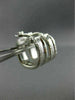 ESTATE SMALL 18KT WHITE GOLD 3D CLASSIC SQUARE DIAMOND CUT HOOP EARRINGS #25583