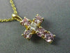 .22CT DIAMOND & AAA PINK SAPPHIRE 14KT YELLOW GOLD FLOATING CROSS PENDANT #25994
