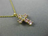 .22CT DIAMOND & AAA PINK SAPPHIRE 14KT YELLOW GOLD FLOATING CROSS PENDANT #25994